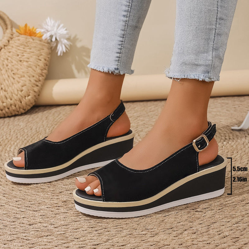 Wedge Heel Slingback Platform Sandals