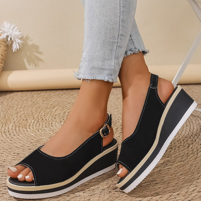 Wedge Heel Slingback Platform Sandals