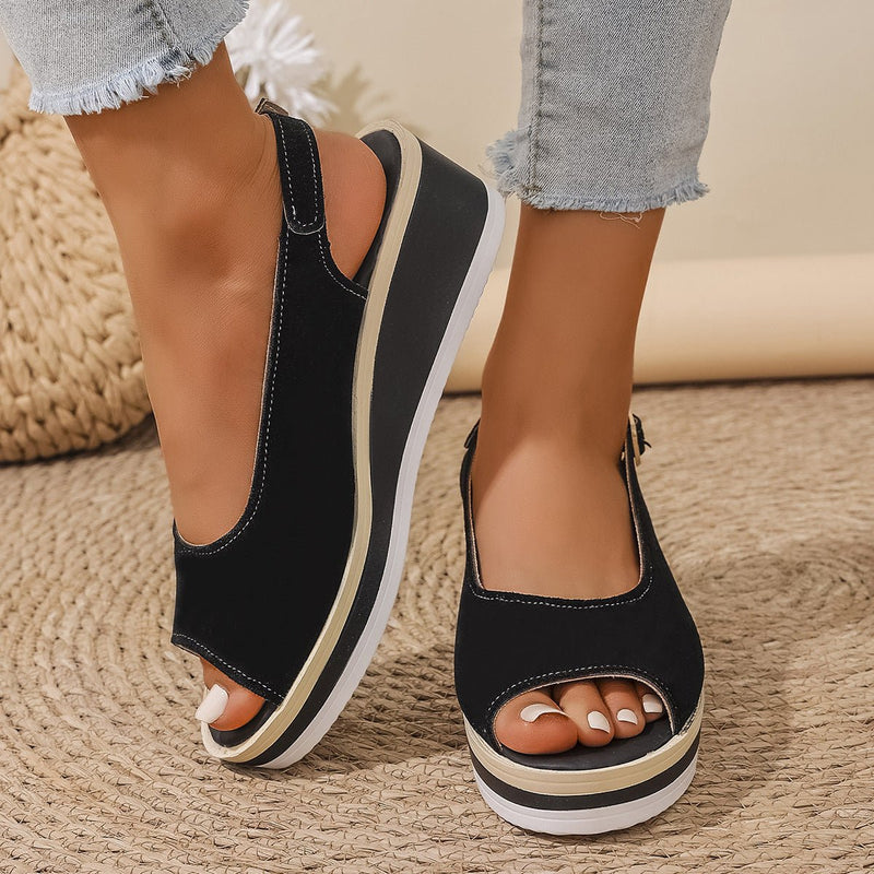 Wedge Heel Slingback Platform Sandals