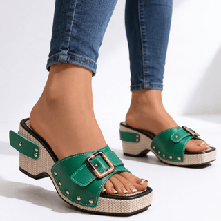 Keilsandalen Damen mit Schnalle und Nieten - Cecile LavelleBraun