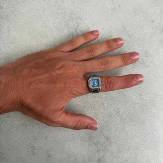 Klassische Edge Ringuhr - Cecile LavelleSilber - Blau