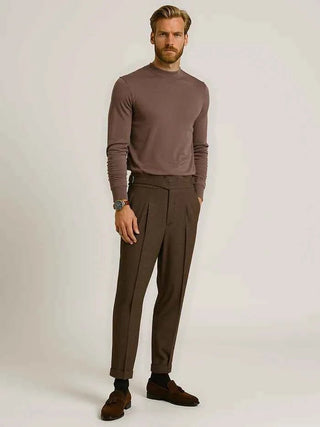 Klassische Wollhose mit Bundfalten Herren - Cecile LavelleBraun