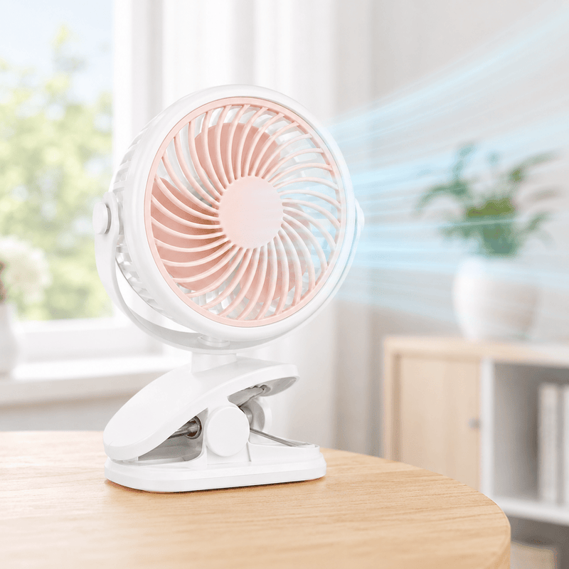 Klemm Ventilator tragbar mit Akku und 360° Rotation