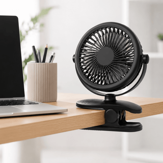 Klemm Ventilator tragbar mit Akku und 360° Rotation - Cecile LavelleSchwarz