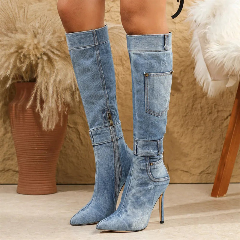 Knee-High Boots Pointed Heel