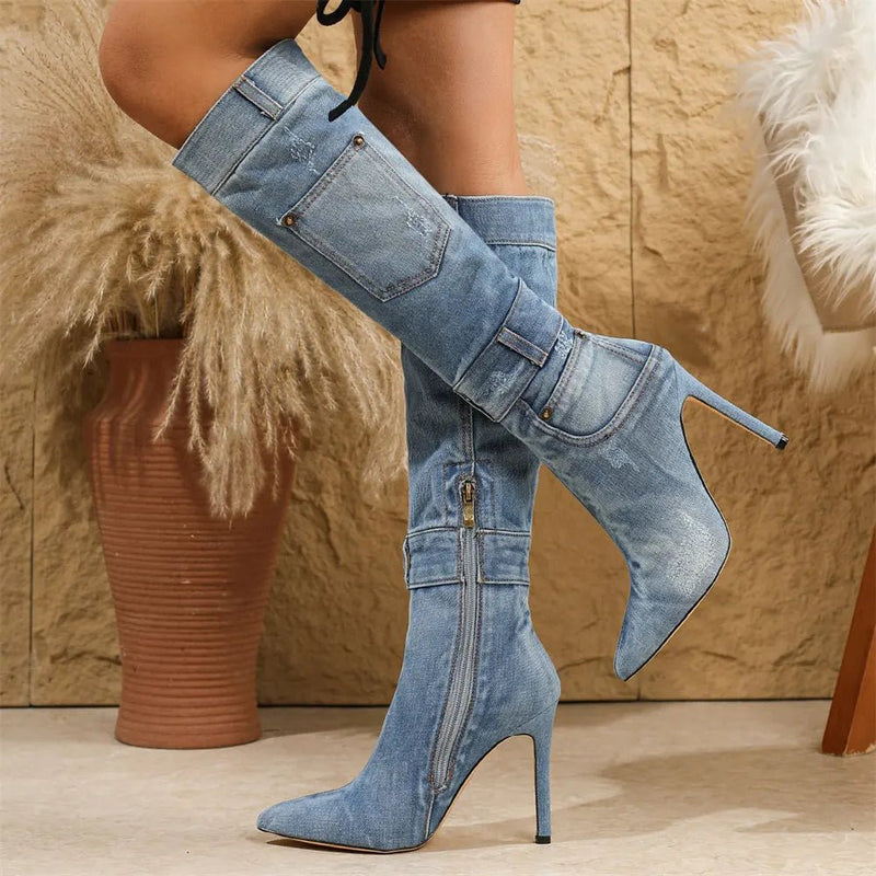 Knee-High Boots Pointed Heel