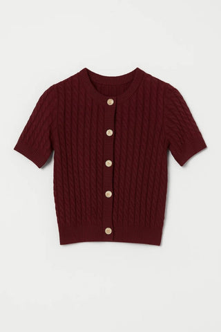 Kurzarm Strickjacke Damen Elegant - Cecile LavelleBordeaux
