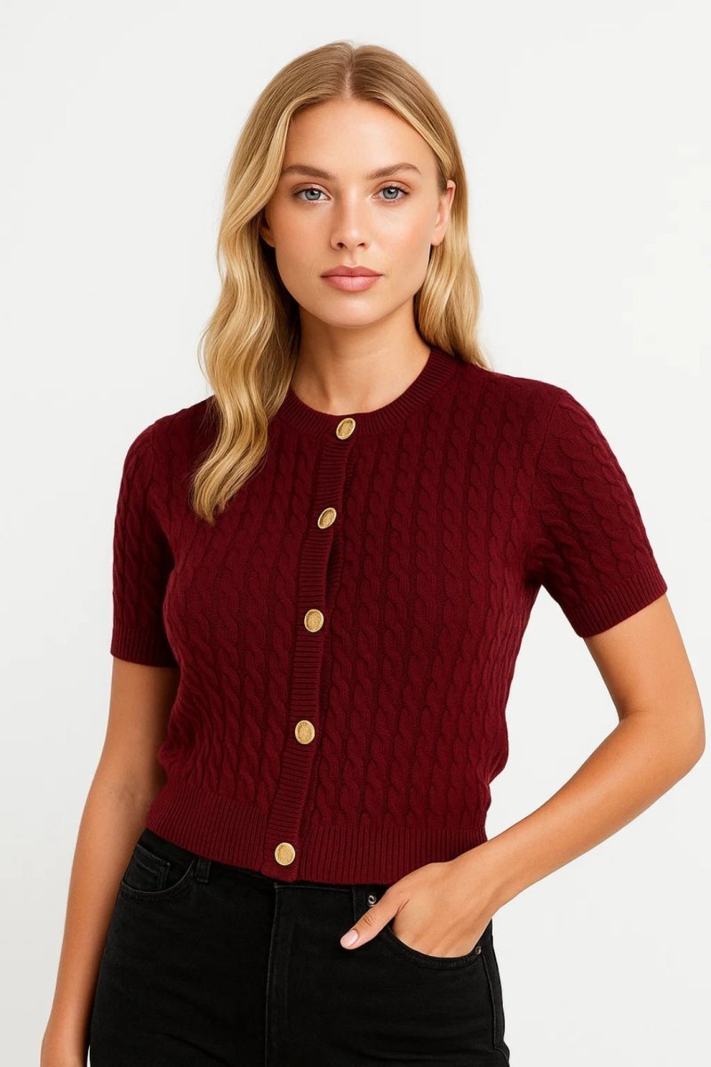 Short Sleeve Cardigan Women Elegant