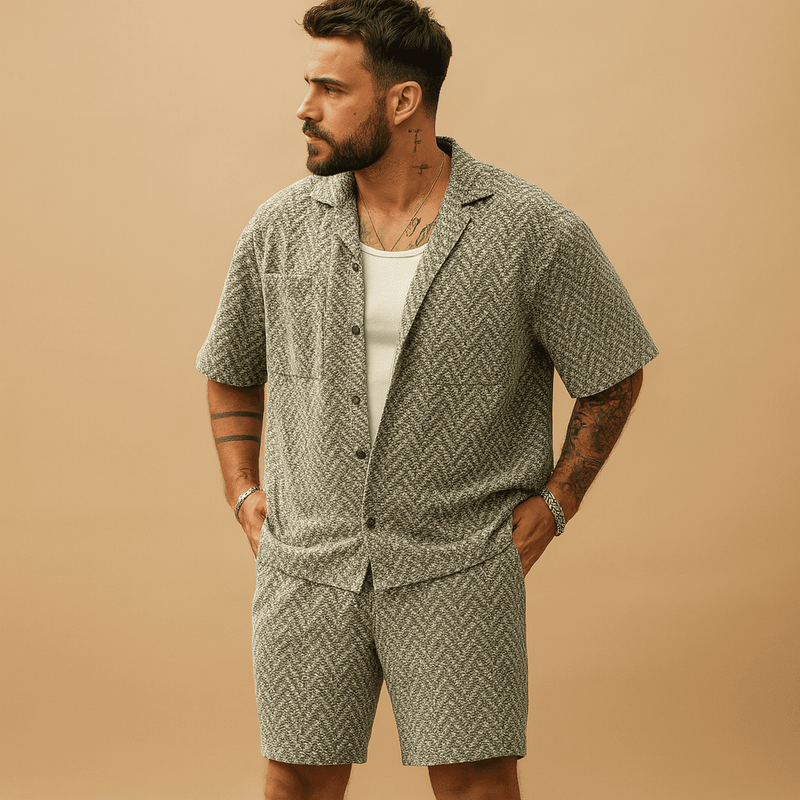 Men's Short-Sleeve Shirt and Shorts Set