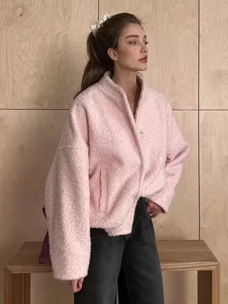 Kurze Teddyjacke Oversized Rosa - Cecile LavelleRosa