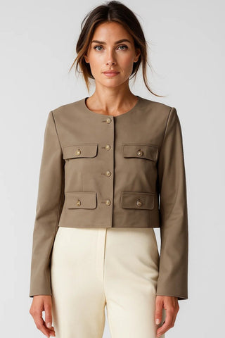Kurzjacke Damen Elegant Modern - Cecile LavelleTaupe