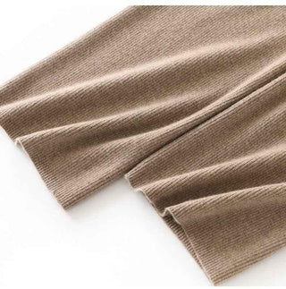 Lana – Weite Strickhose aus echter Wolle mit Tunnelzug - Cecile LavelleKhaki