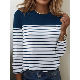 Langarmshirt Damen Gestreift in Blau