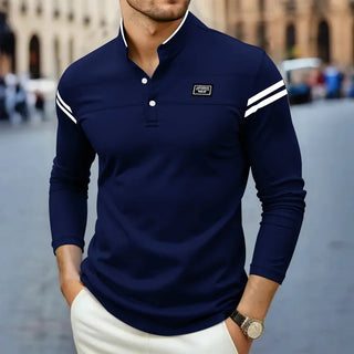 Langarmshirt Herren Slim Fit in Marineblau