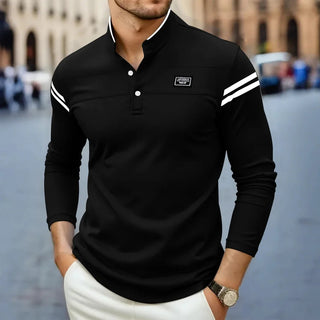 Langarmshirt Herren Slim Fit in Schwarz