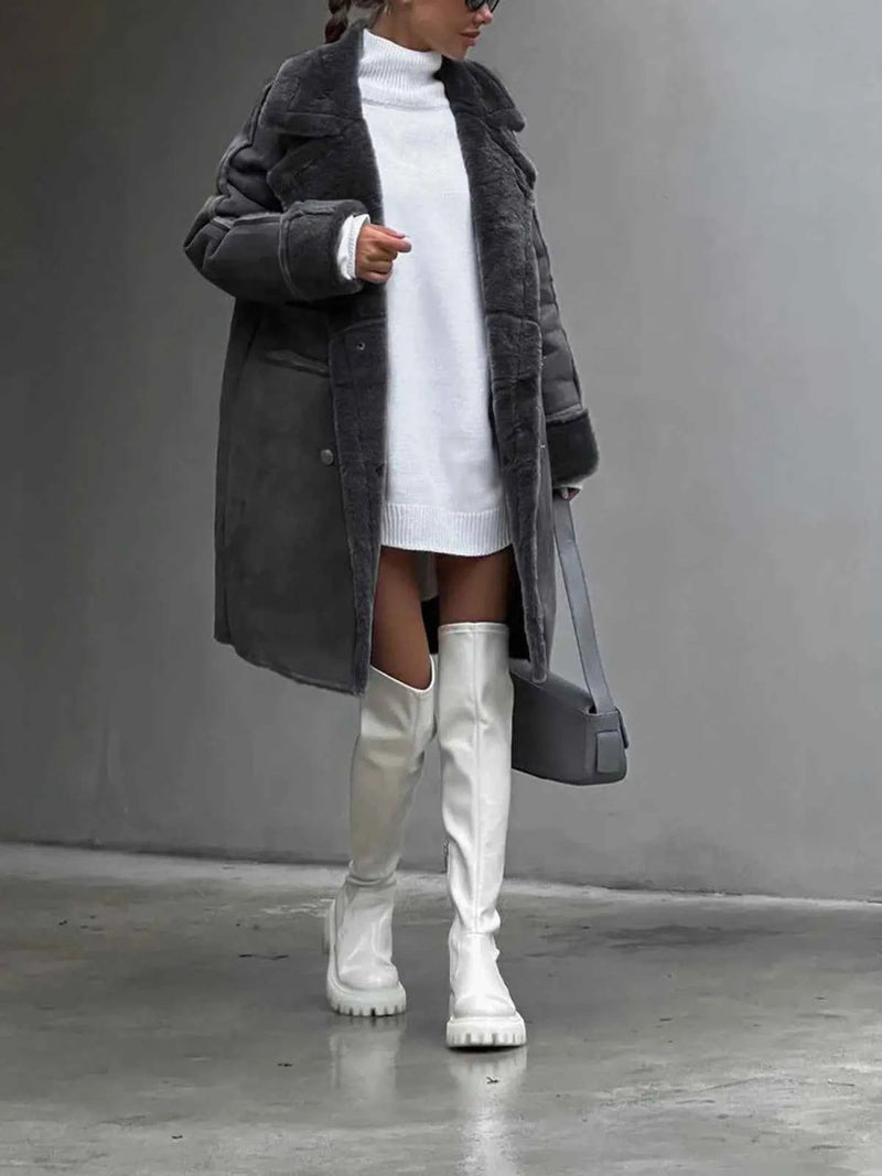 Long quilted winter jacket