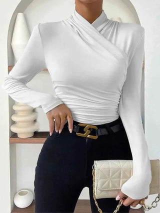 lara – long - sleeve mit eleganter wickeloptik - Cecile LavelleWeiß