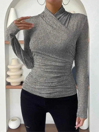 lara – long - sleeve mit eleganter wickeloptik - Cecile LavelleGrau