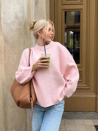 Lässiger Oversize - Pullover mit Rundhals - Cecile LavelleHellrosa