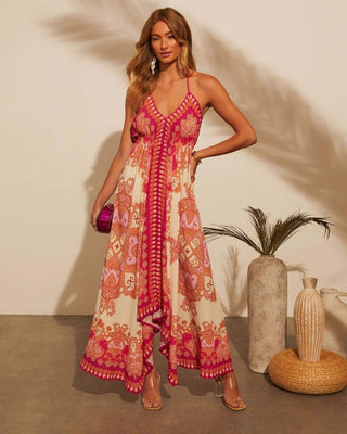Layla – Sommerkleid mit Boho - Print und Zipfelsaum - Cecile LavelleBlau