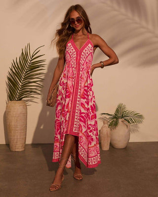 Layla – Sommerkleid mit Boho - Print und Zipfelsaum - Cecile LavelleRosa