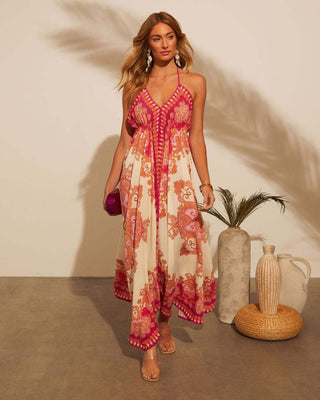 Layla – Sommerkleid mit Boho - Print und Zipfelsaum - Cecile LavelleRot