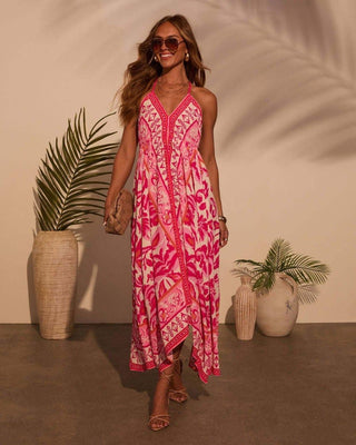 Layla – Sommerkleid mit Boho - Print und Zipfelsaum - Cecile LavelleGrün