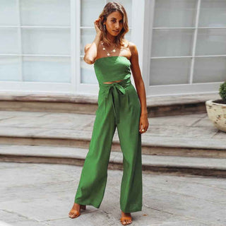 Lina – Boho Jumpsuit mit Schleife und Bandeau - Top - Cecile LavelleGrün