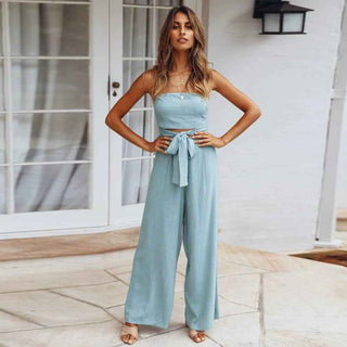 Lina – Boho Jumpsuit mit Schleife und Bandeau - Top - Cecile LavelleBlau