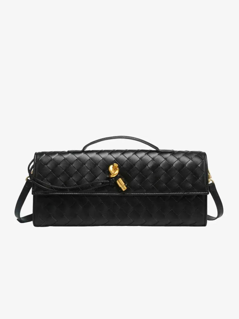Lina – Braided women's shoulder bag with handle and twist lock