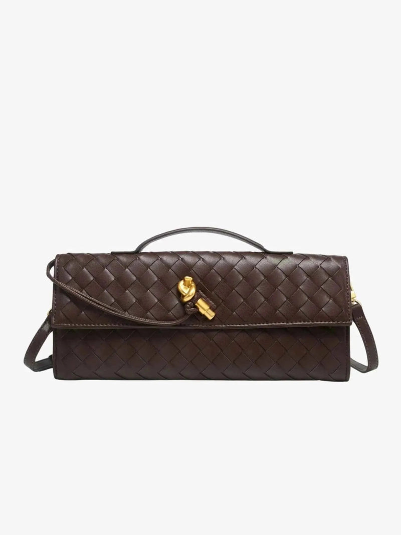 Lina – Braided women's shoulder bag with handle and twist lock
