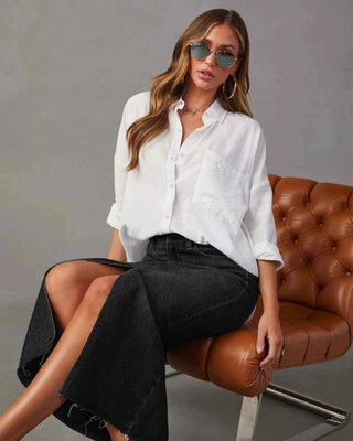 Liv – High Waist Jeansrock mit Schlitz und Raw - Cut - Saum - Cecile LavelleSchwarz