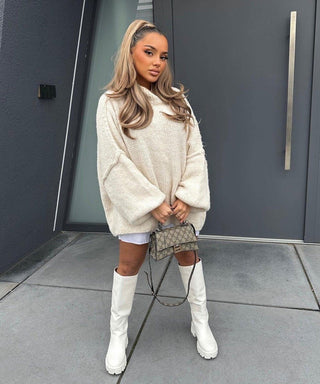 liv – oversized strickpullover mit ballonärmeln - Cecile LavelleBeige