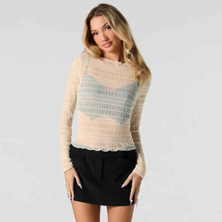 Chloé – Transparenter Longsleeve mit Rüschenstruktur