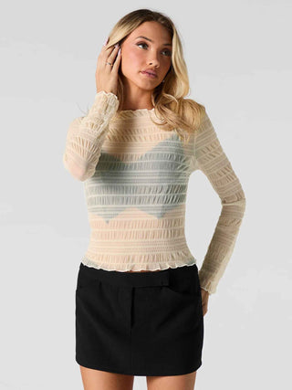Chloé – Transparenter Longsleeve mit Rüschenstruktur