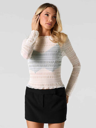 Chloé – Transparenter Longsleeve mit Rüschenstruktur