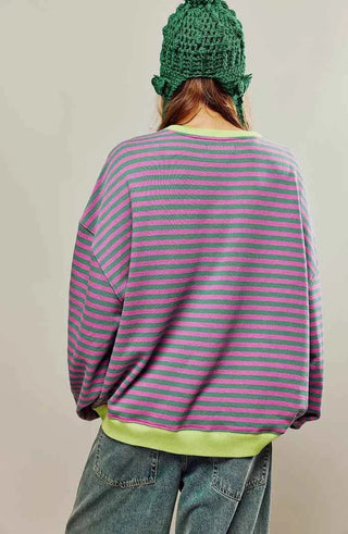 Locker geschnittener Streifenpullover - Cecile LavelleSchwarz