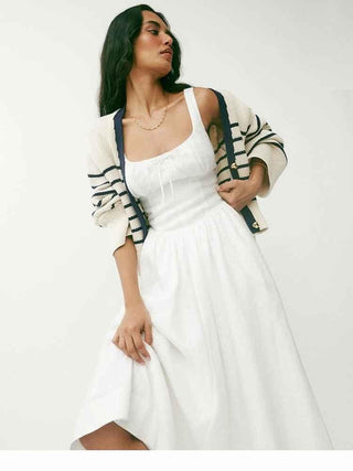 Lorena – Ärmelloses Midikleid mit gerafftem Bustier und ausgestelltem Rock aus Leinenmischung - Cecile LavelleS