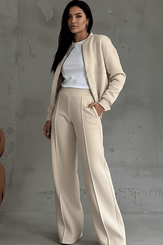 Lounge-Set Damen Zweiteilig Weites Bein - Cecile LavelleBeige