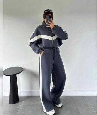 Loungewear Damen Zweiteilig Oversized in Blaugrau