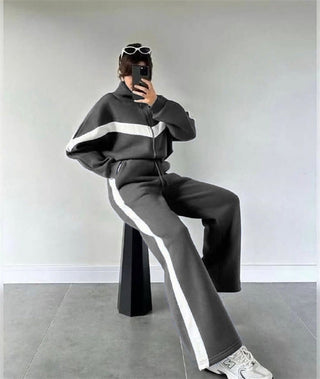 Loungewear Damen Zweiteilig Oversized in Eisengrau