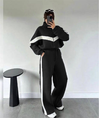 Loungewear Damen Zweiteilig Oversized in Schwarz