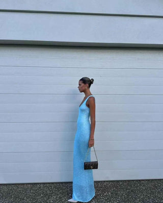 Lumi – Glitzerndes Strickkleid in Maxilänge mit Racerback - Cecile LavelleGelb