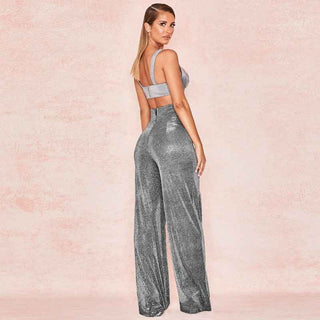 Luna – Glitzernde Schlaghose mit hoher Taille für Party - Nächte - Cecile LavelleGold