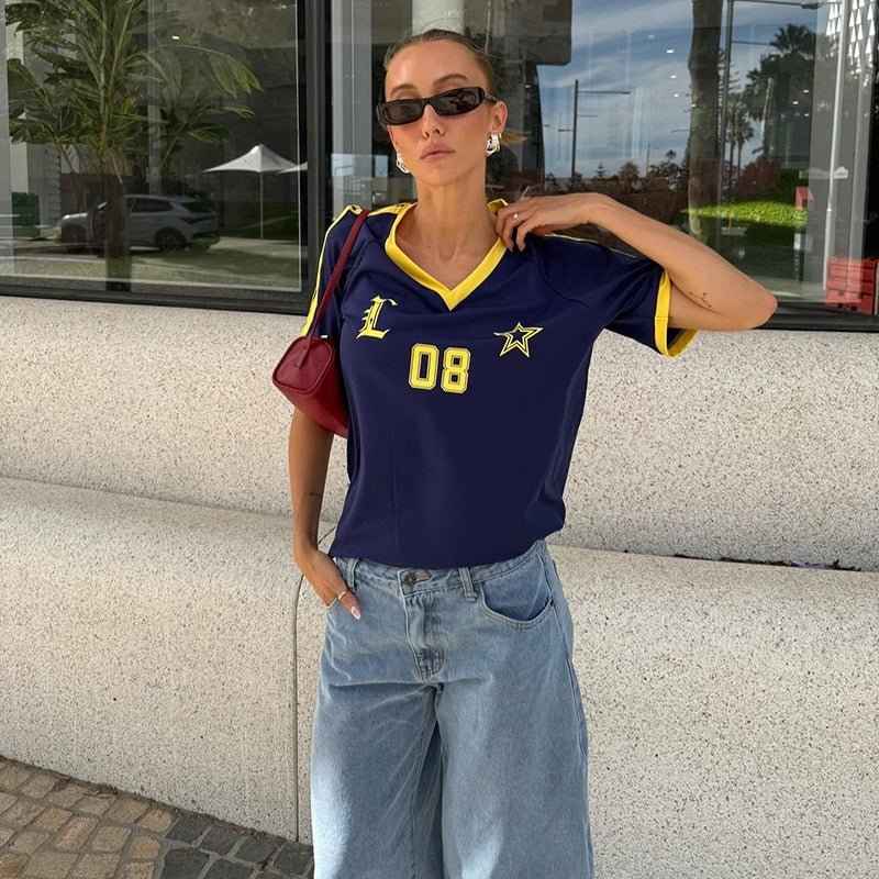 Luna – Weites Trikot-Oberteil im Retro-Stil mit sportlichen Details