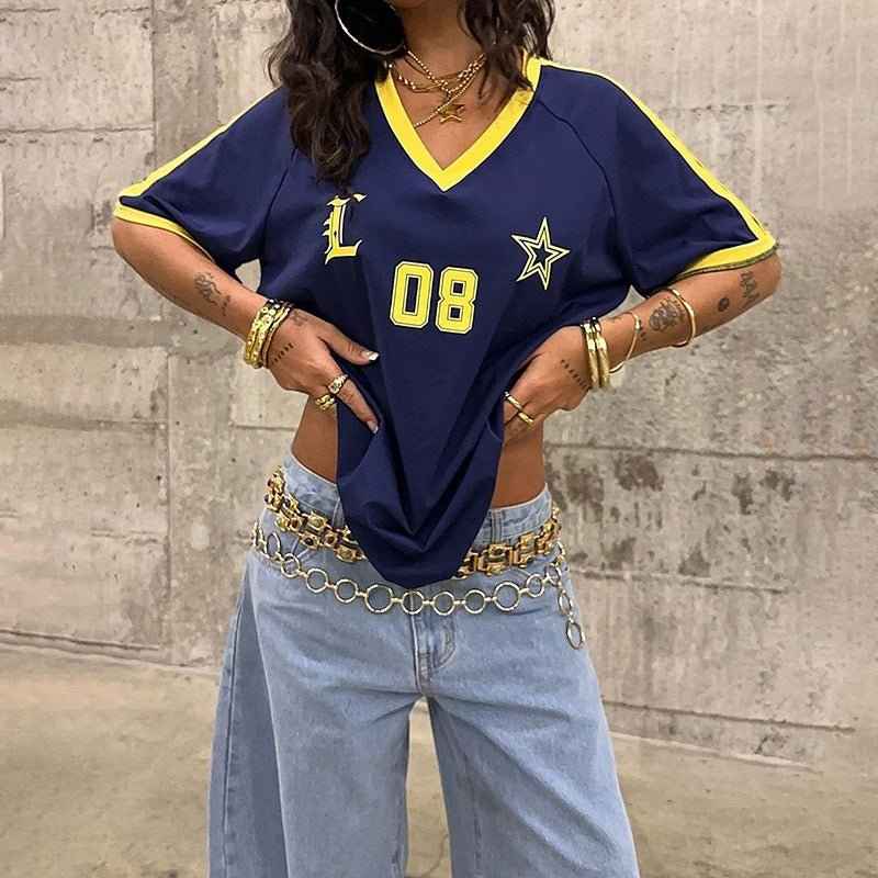 Luna – Weites Trikot-Oberteil im Retro-Stil mit sportlichen Details