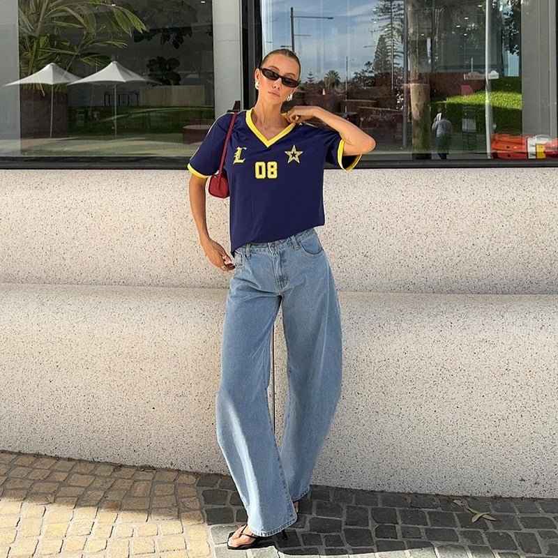 Luna – Weites Trikot-Oberteil im Retro-Stil mit sportlichen Details