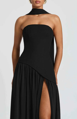 Maxikleid mit Beinschlitz und Drapée-Detail