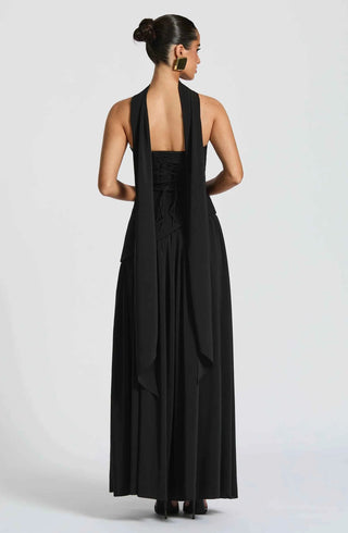Maxikleid mit Beinschlitz und Drapée-Detail