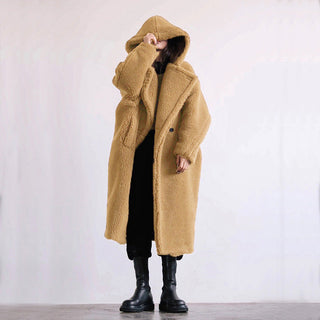 Mantel Damen Lang Mit Knöpfen in Beige